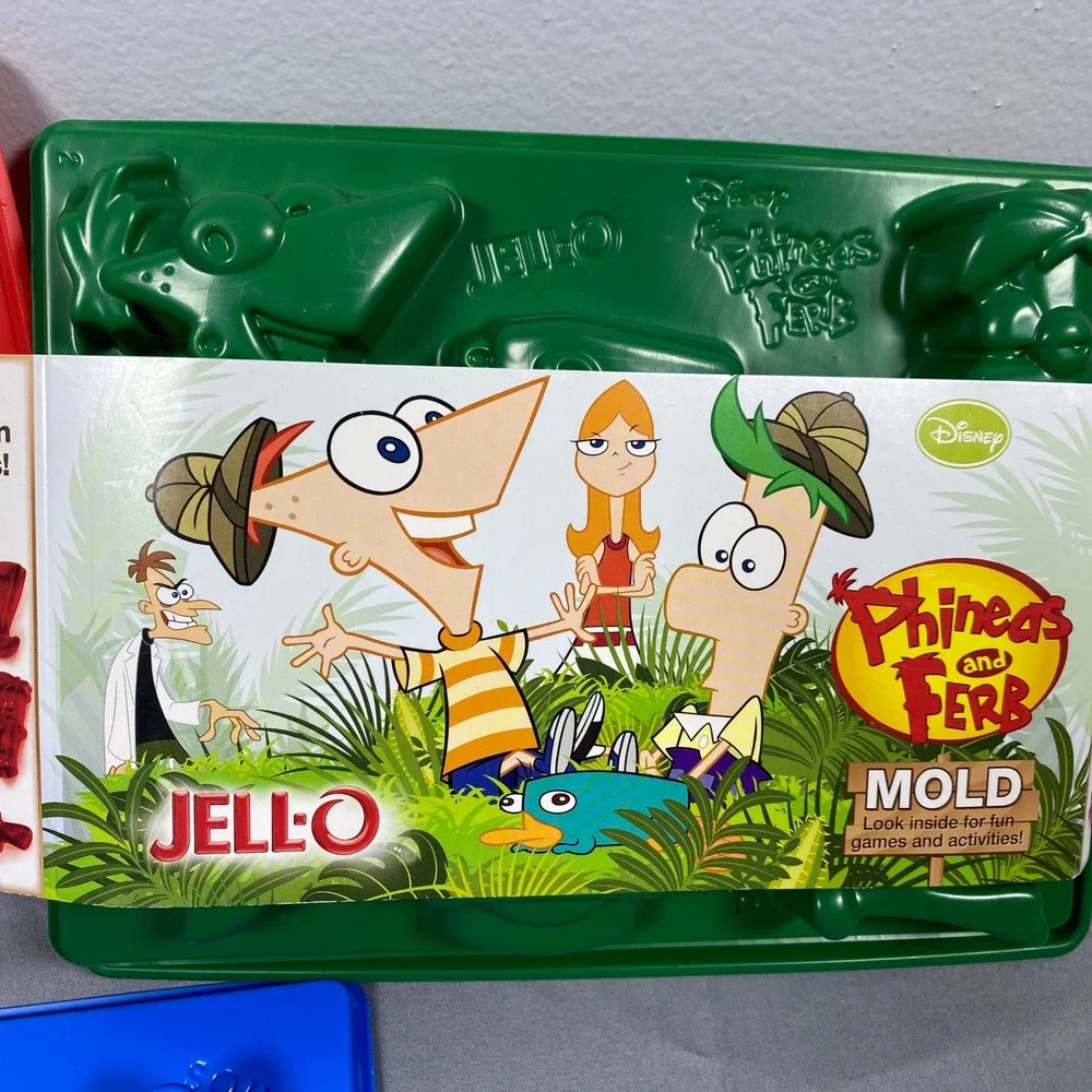 Jell-O Jiggler Molds Lot of 4 Birthday Phineas Ferb Monsters Univ Christmas‎